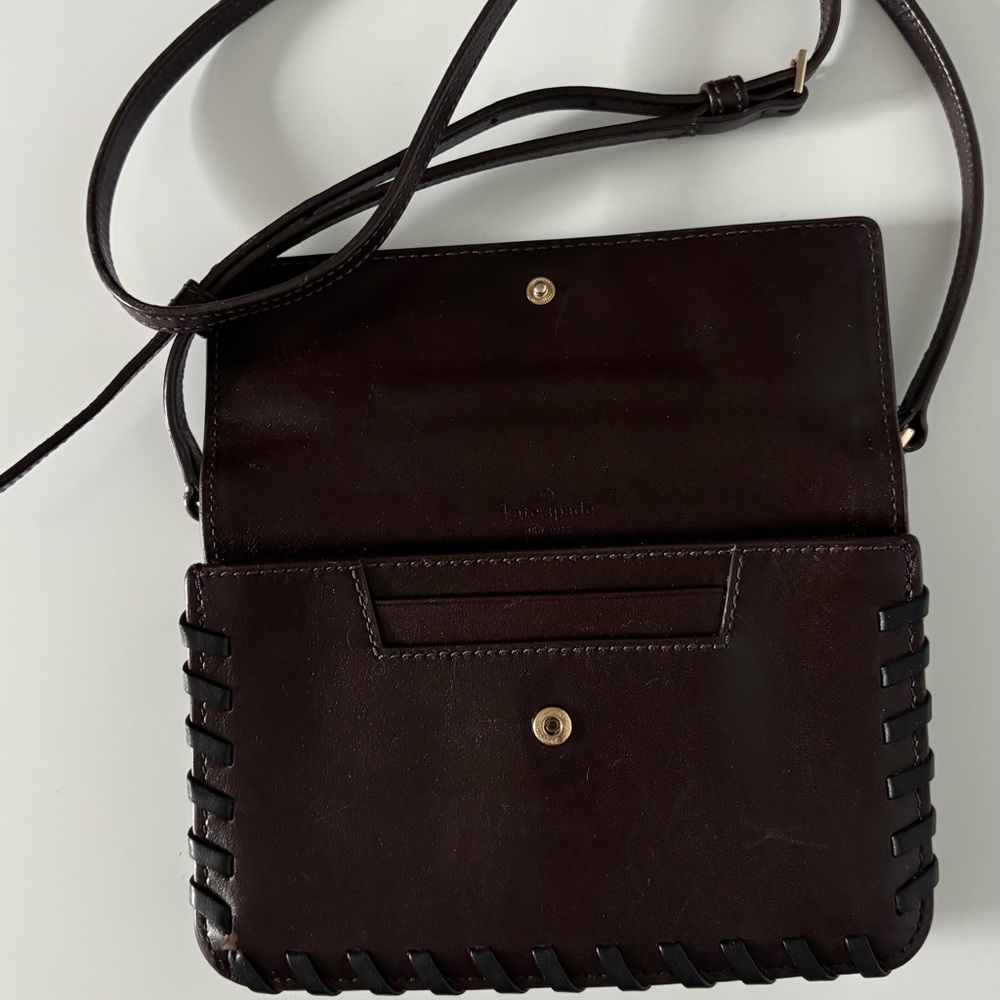 kate spade Dark Brown Leather Whipstitch Crossbody Bag - Picture 3 of 6